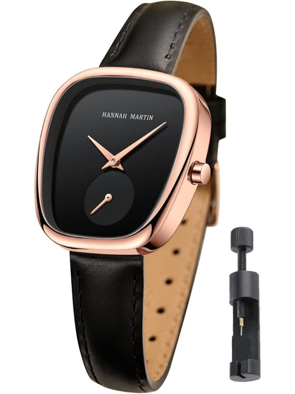 Women Black Analog Quartz Leather Band Vintage Rectangular Bracelet Luxury Watch